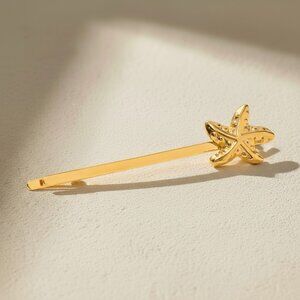 18K Gold Plated Starfish Stainless Steel Barrette Coastal Beach Hair Bobby Pin